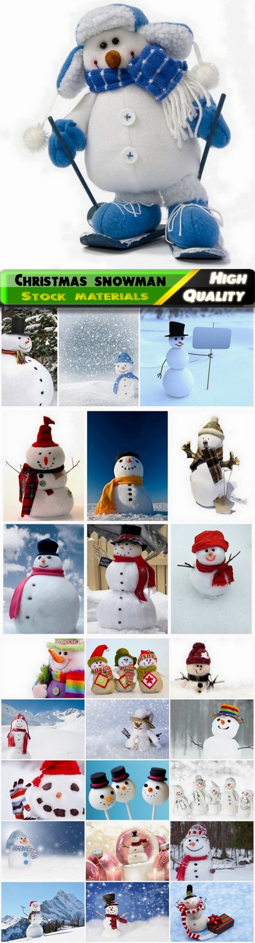 Funny holiday Christmas snowman with smile and in hat - 25 HQ Jpg