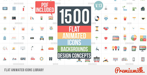 Flat Animated Icons Library V.13 - Project for After Effects (Videohive)
