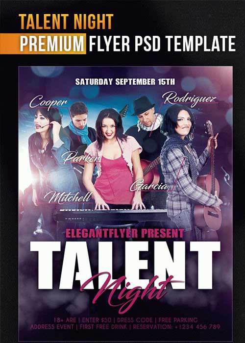Talent Night Flyer PSD V1 Template + Facebook Cover