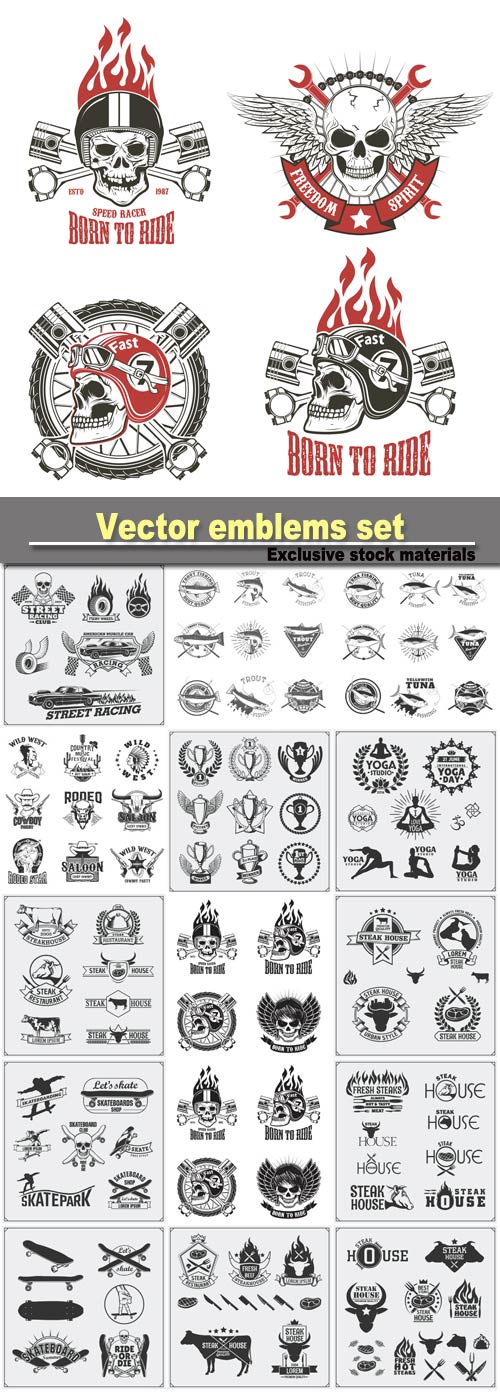 Vector emblems set, design elements