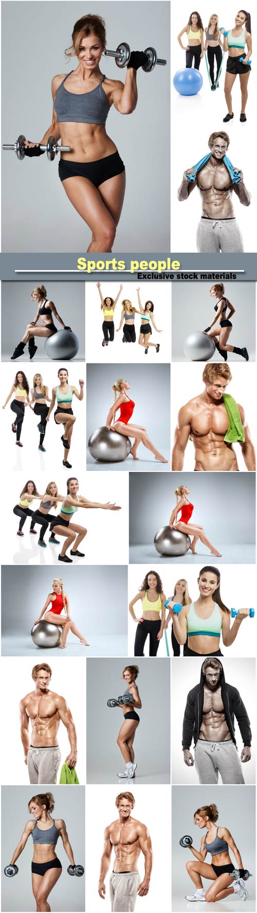 Fitness with dumbbells, group exercise classes, strong athletic muscle man