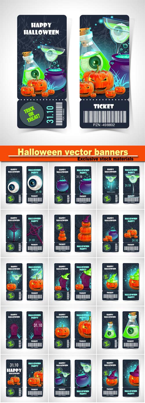 Festive Halloween vector banners