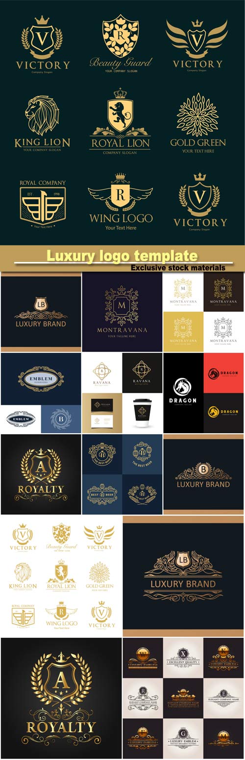 Luxury logo template, elegant emblem, royal logo design, vintage vector symbol