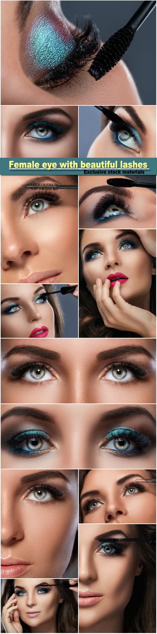 Female eye with beautiful long lashes, make-up