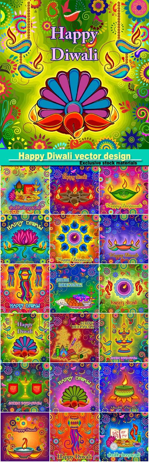 Happy Diwali vector design, festival of India