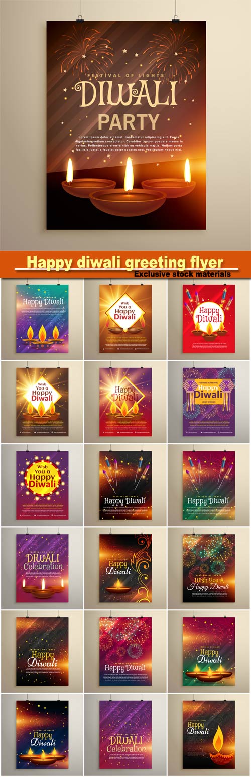 Happy diwali greeting flyer design