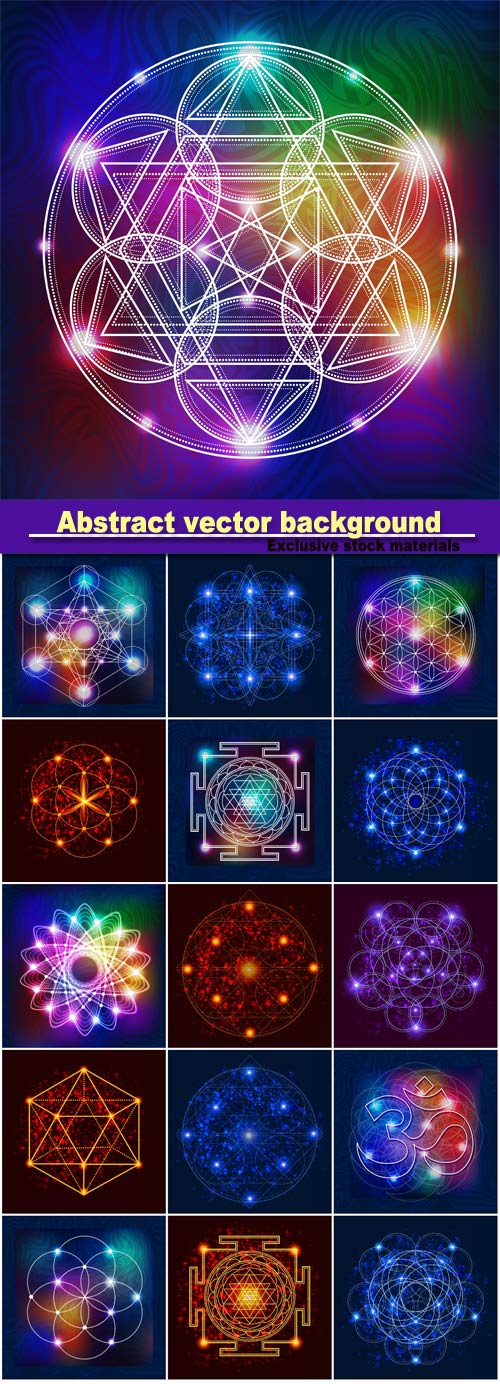 Abstract vector background with consecrated symbols of sacred geometry