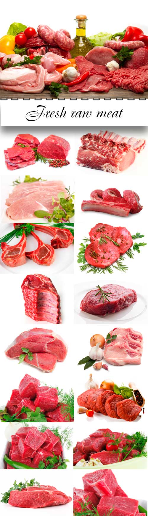 Fresh raw meat on white background