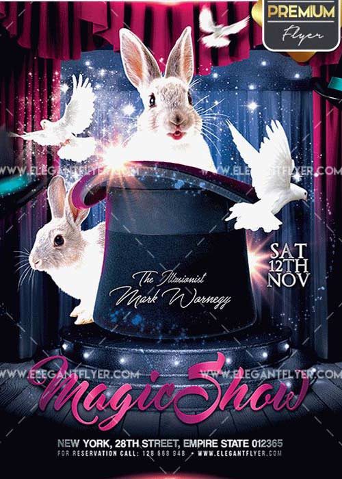 The Magic Show Flyer PSD V5 Template + Facebook Cover