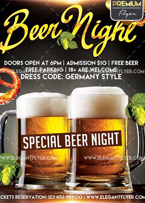 Beer Night Flyer PSD V8 Template + Facebook Cover