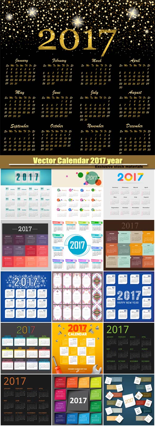 Modern vector Calendar 2017 year