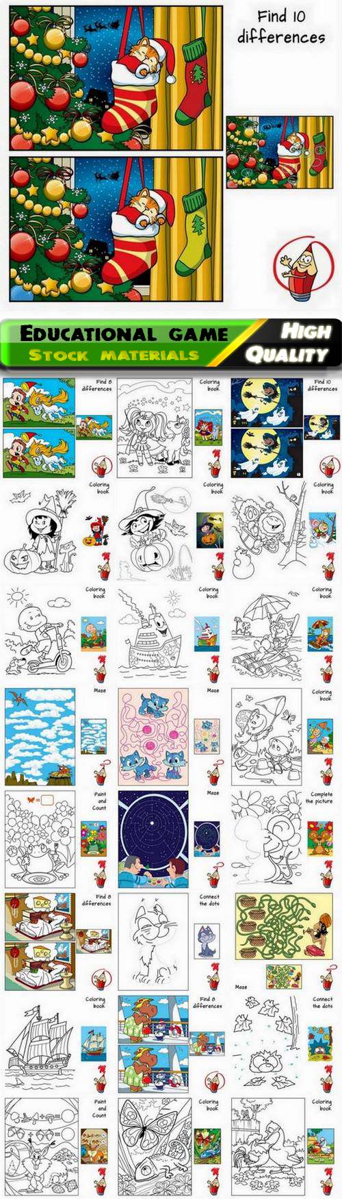 Educational game for kid maze coloring book find difference - 25 Eps