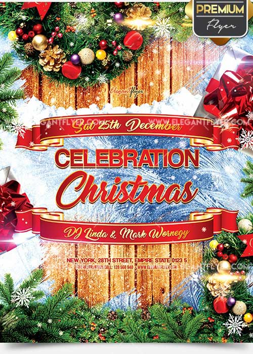 Celebration Christmas Flyer PSD V14 Template + Facebook Cover