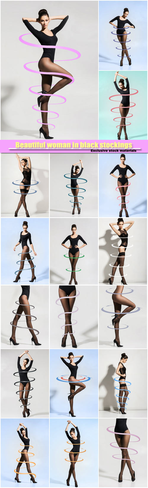 Beautiful woman in black stockings with arrows, fitness, sport and diet concept