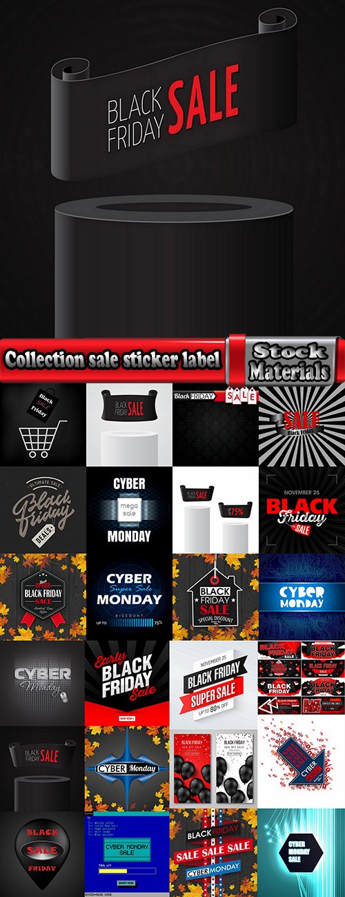 Collection sale sticker label sticker the cyber Black Friday trade in 25 EPS
