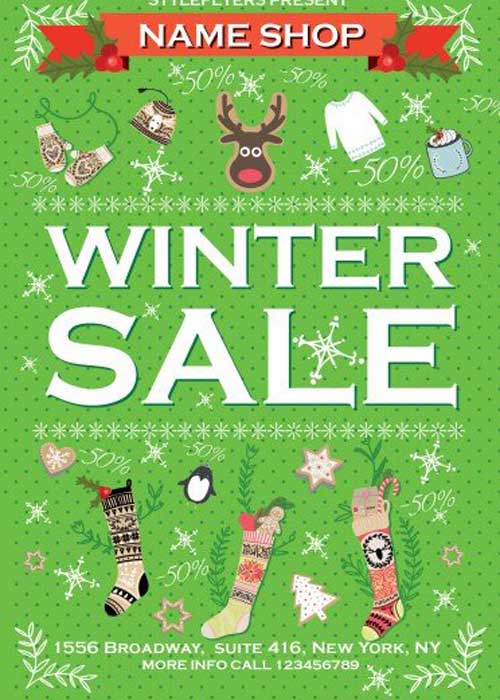 Winter Sale Flyer PSD V5 Flyer Template with Facebook Cover