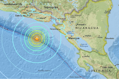 Мощное землетрясение произошло в Центральной Америке