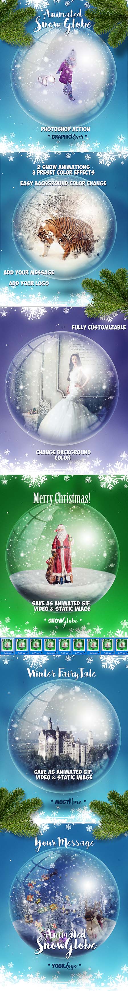 GraphicRiver - Animated Snow Globe Photoshop Action for Christmas 18841655