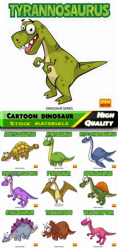 Funny prehistoric Jurassic dinosaur cartoon animal -10 Eps