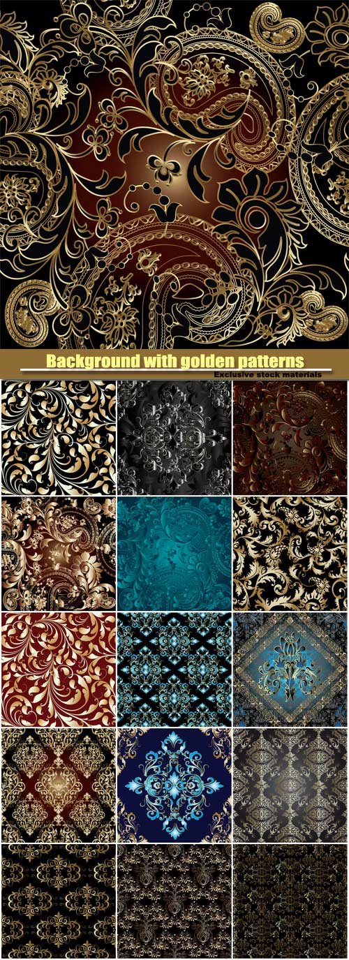 Beautiful vector background with golden patterns