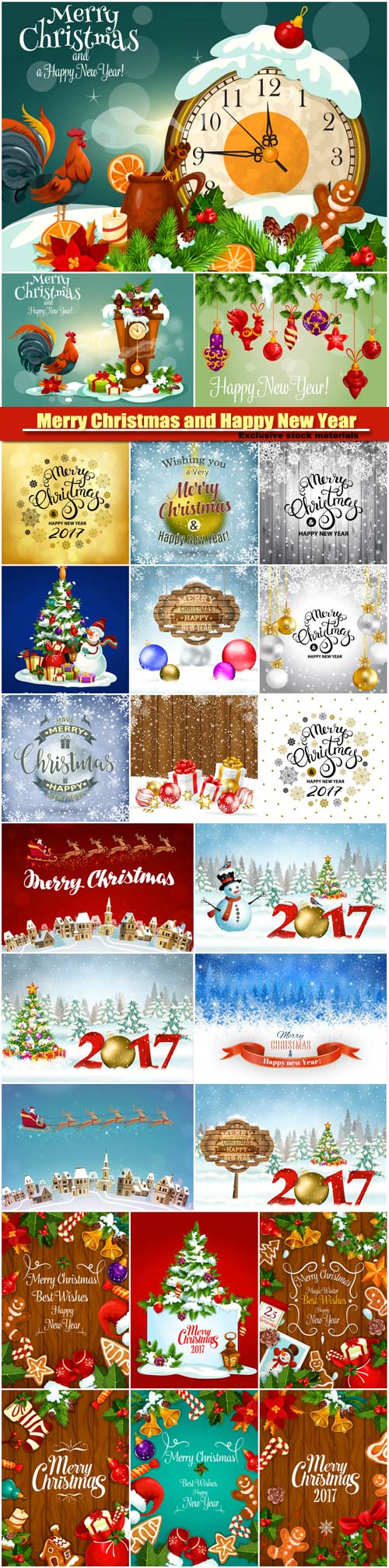 Merry Christmas and Happy New Year vector background, santa riding reindeer ...