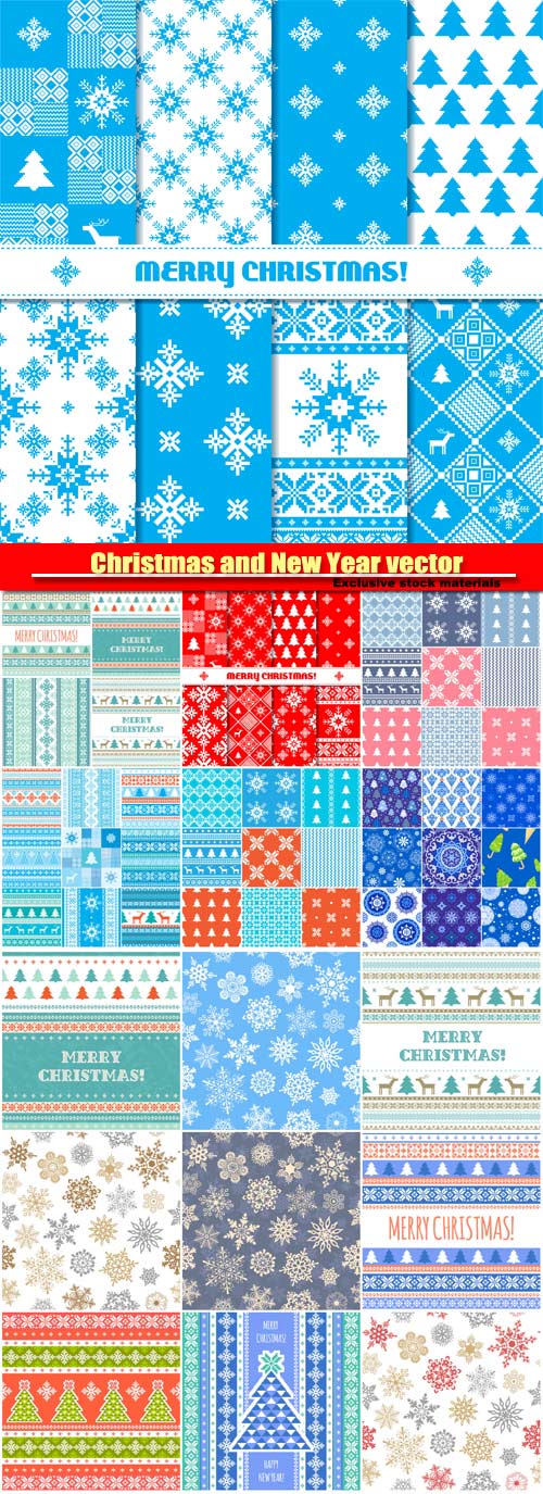 Christmas and New Year vector patterns