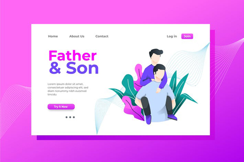 Father and Son Landing Page Illustration