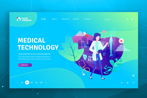 Medical Technology Web PSD and AI Vector Template