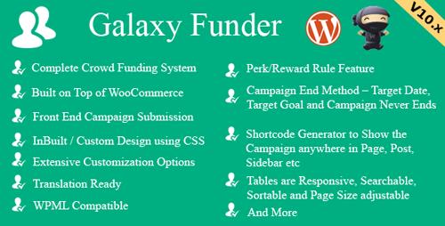 CodeCanyon - Galaxy Funder v10.7 - WooCommerce Crowdfunding System - 7360954