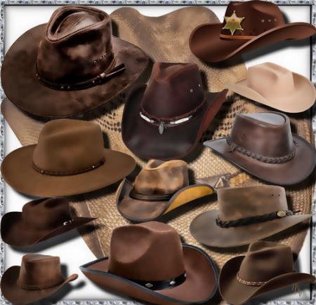 Прозрачные клипарты для фотошопа - Ковбойские шляпы
