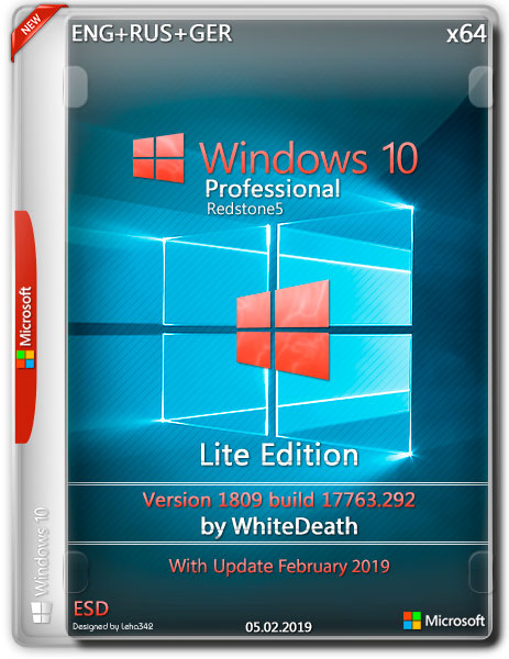 Windows 10 Pro 17763.292 Lite Edition v.8 by WhiteDeath (x64) (2019) =Eng/Rus/Ger=